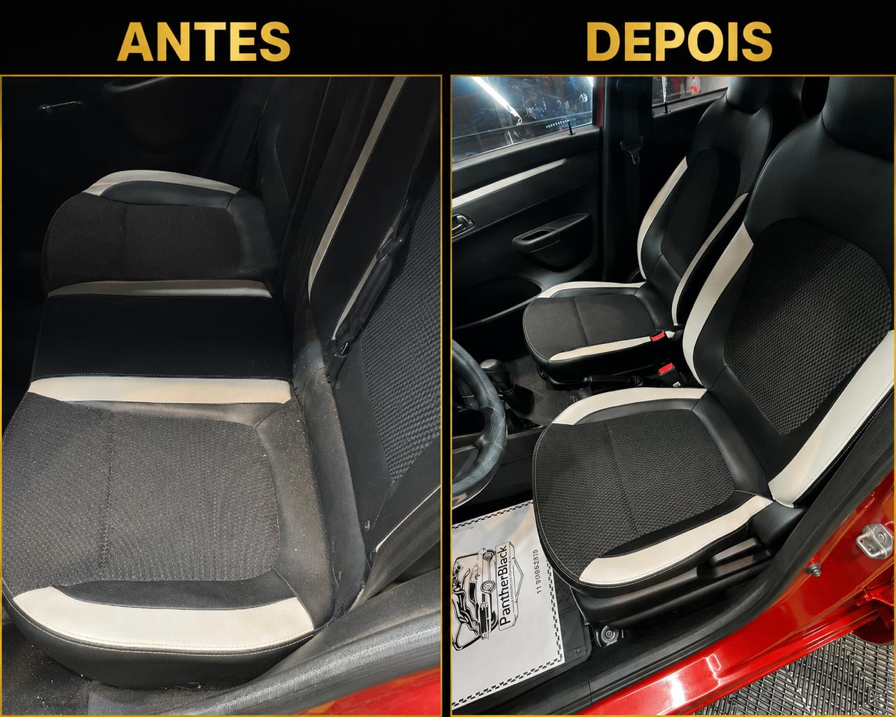 Higienização Interna Antes e Depois - Renault Kwid